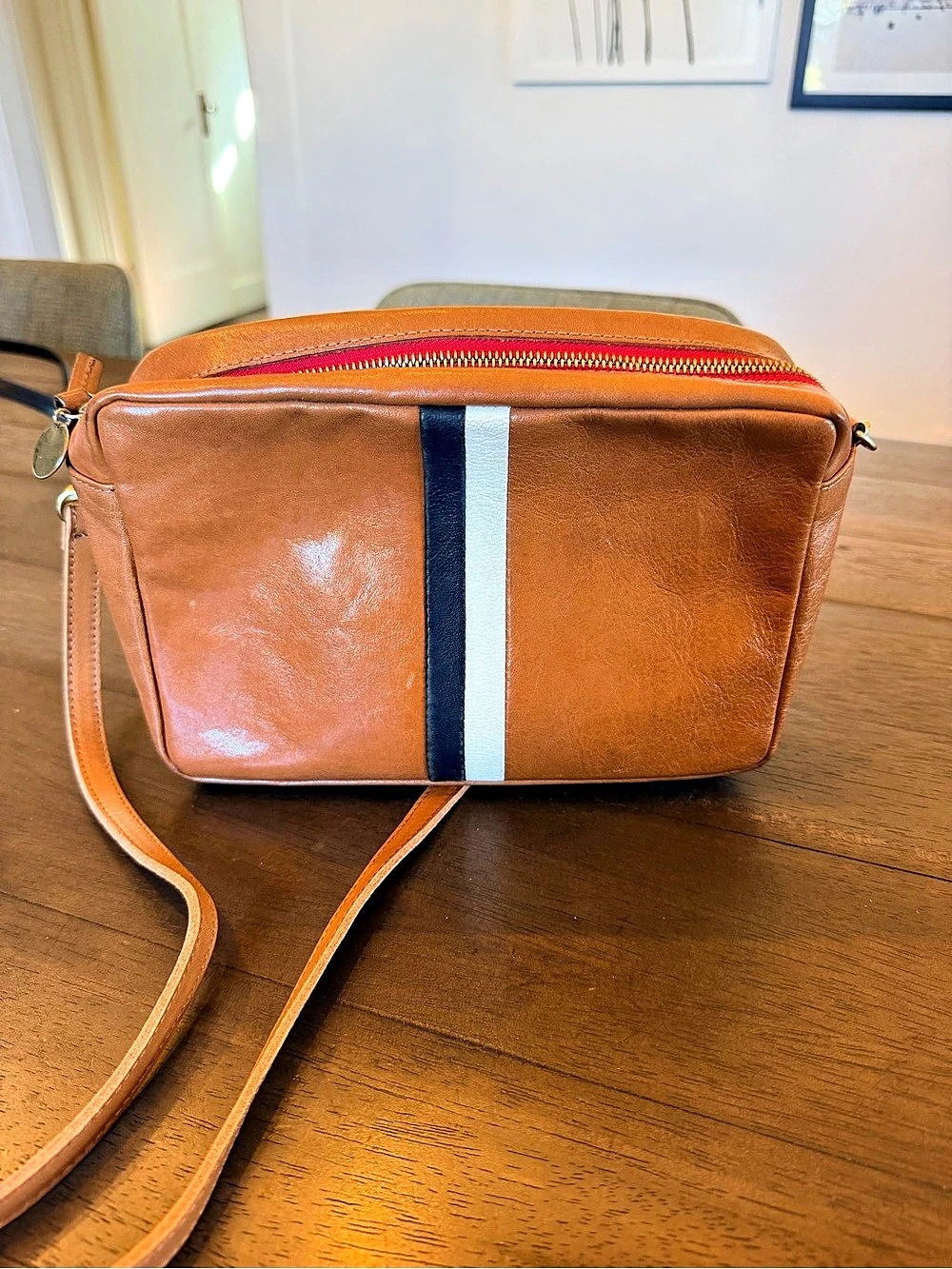 Clare V Marisol Natural Leather with Stripes Crossbody Bag